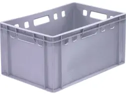 Ящик пластиковый сплошной Е3 (евроформат), 600x400x300 мм, 61 л, серый [210]
